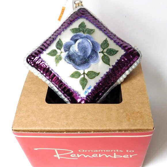 Lot of 3 Glass Pillow Ornaments by Ornaments to Remember Purple and Red NIB - Picture 7 of 13